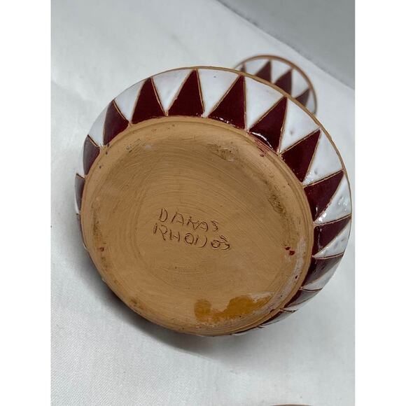 Greek Handmade Terracotta Plate and Vase, Rhodes Greece, Bonis Pottery - Picture 4 of 7